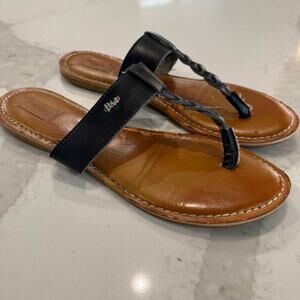 Mad Love Braided T-Strap Flip Flop Sandals Women’s 10 Black Strap Boho Summer